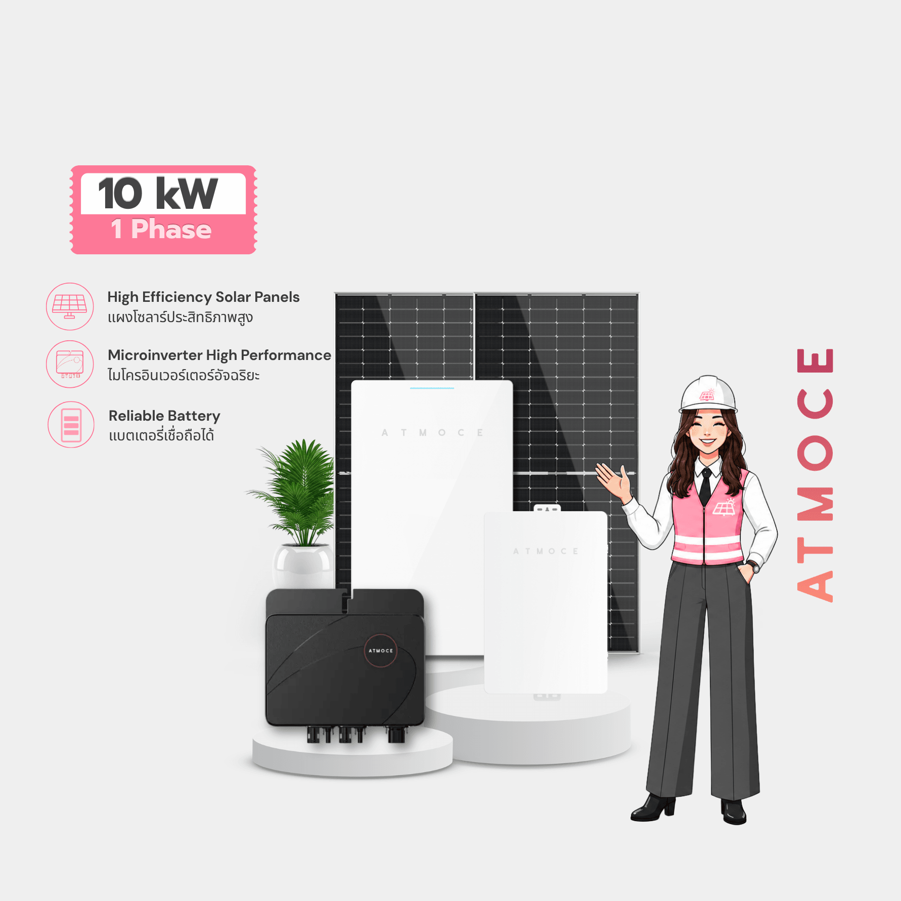 ATMOCE 10kW 1P - SIGNATURE PACKAGE - MICROINVERTER + BATTERY