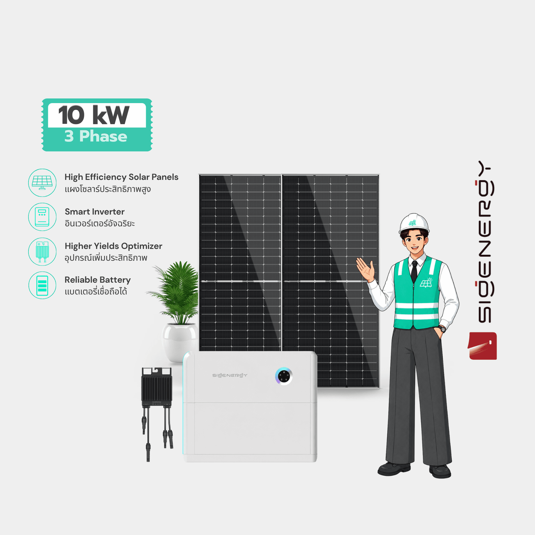 SIGENERGY 10kW 3P - ELITE PACKAGE - HYBRID INVERTER + POWER OPTIMIZER + BATTERY